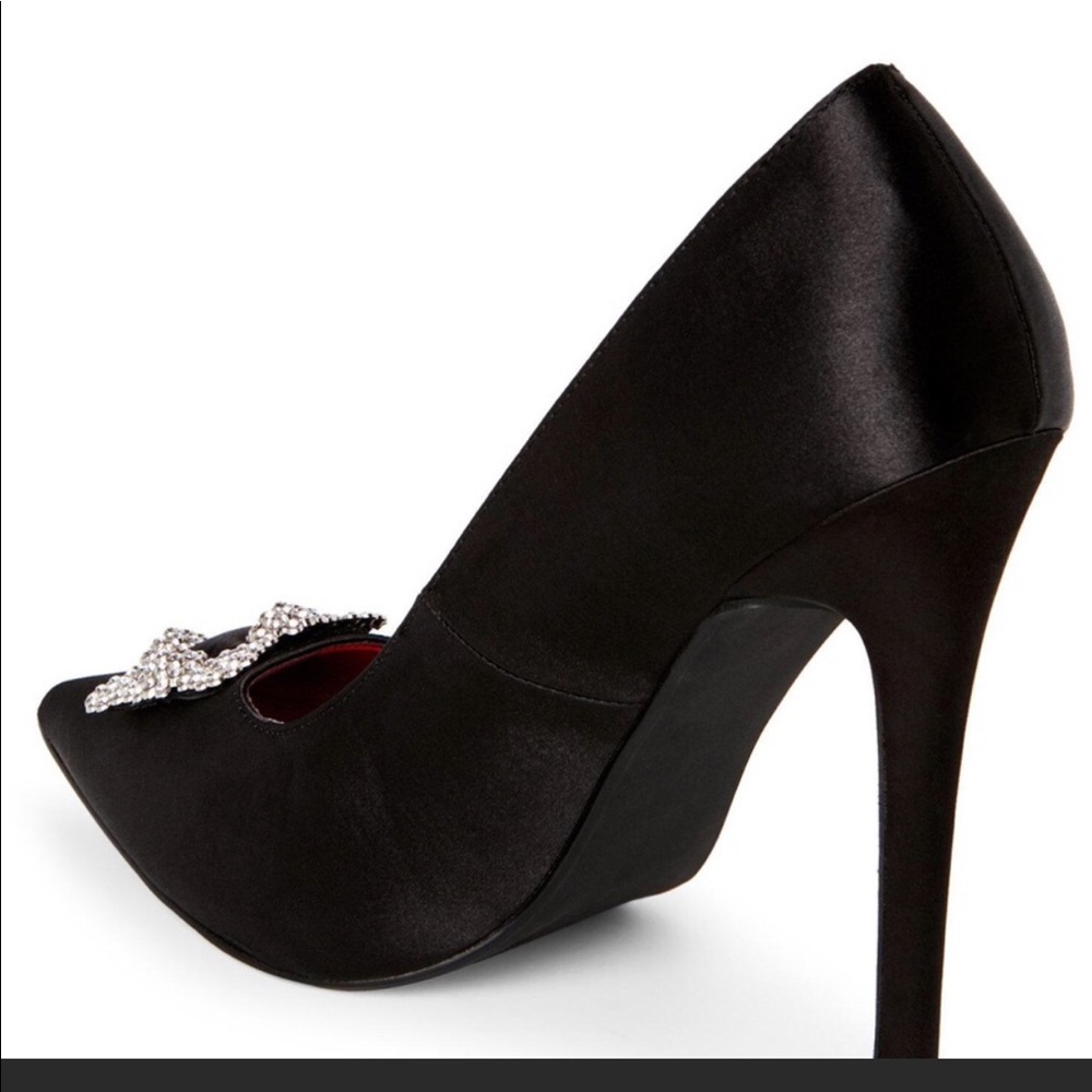 Black satin crystal Buckle heel size 11,